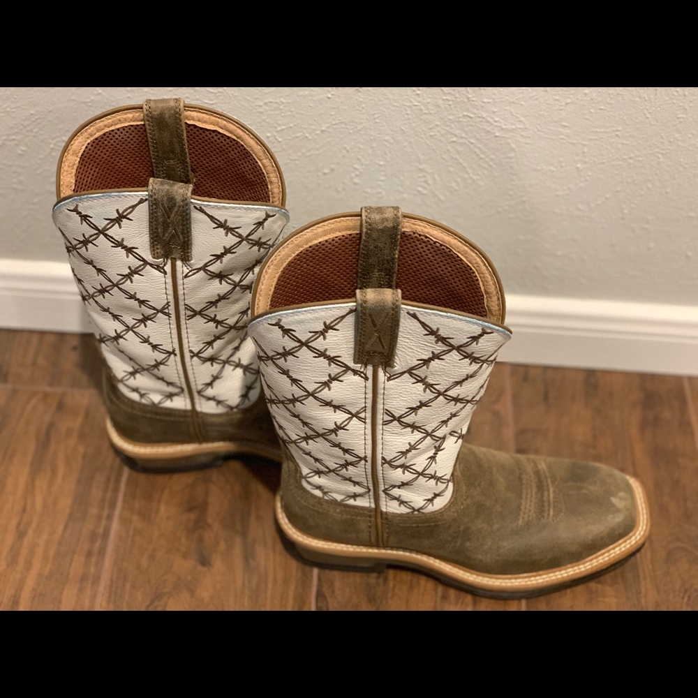 White Steel toed BOOTS!